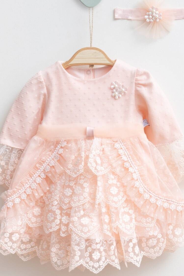 Baby Dress - Toptan Bebek Elbise ve Saç Bandanası Takım 0-12M 2019-3030 - Brand: Miniborn - Women & Kids, Baby Clothes Wholesale - Globality Store