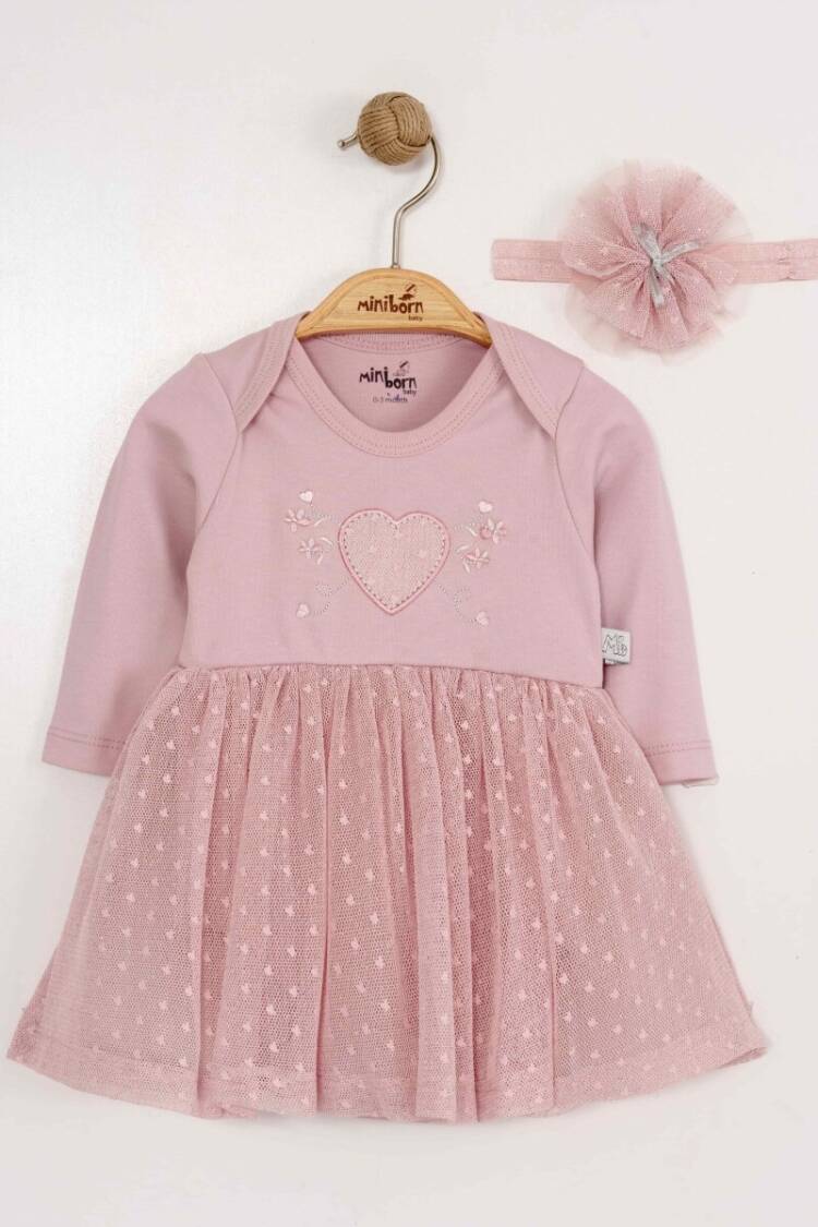 Baby Dress - Toptan Bebek Elbise ve Saç Bandanası Takım 0-12M 2019-3320 - Brand: Miniborn - Women & Kids, Baby Clothes Wholesale - Globality Store