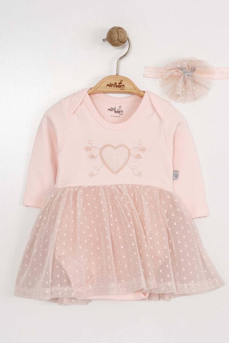 Baby Dress - Toptan Bebek Elbise ve Saç Bandanası Takım 0-12M 2019-3320 - Brand: Miniborn - Women & Kids, Baby Clothes Wholesale - Globality Store