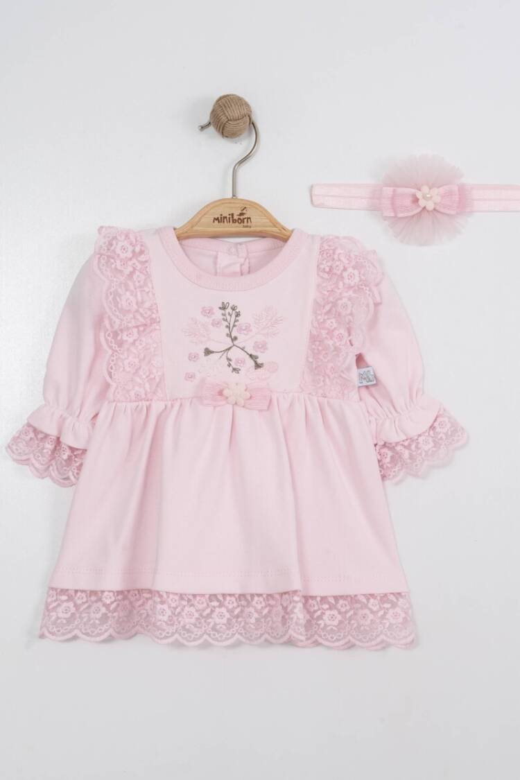 Baby Dress - Toptan Bebek Elbise ve Saç Bandanası Takım 0-12M 2019-3379 - Brand: Miniborn - Women & Kids, Baby Clothes Wholesale - Globality Store