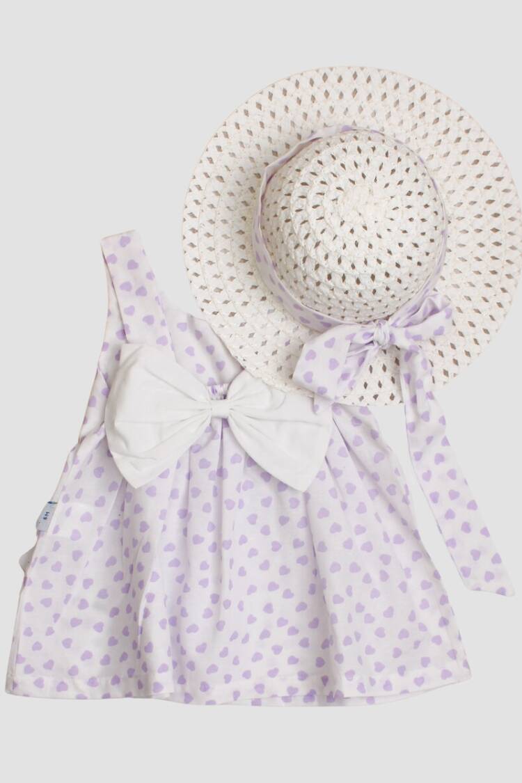 Baby Dress - Toptan Bebek Kalp Desenli Şapkalı Elbise 6-24M 1026-60179 - Brand: Kidexs - Women & Kids, Baby Clothes Wholesale - Globality Store