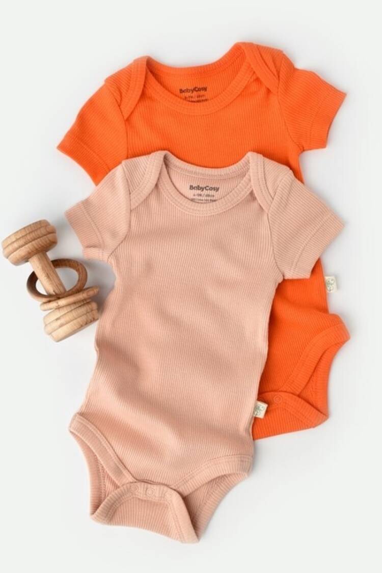 Newborn - Toptan Bebek Modal 2 Li Kısa Kollu Body 3-24M Baby Cosy 2022-CSYM11214 - Brand: BabyCosy - Women & Kids, Baby Clothes Wholesale - Globality Store