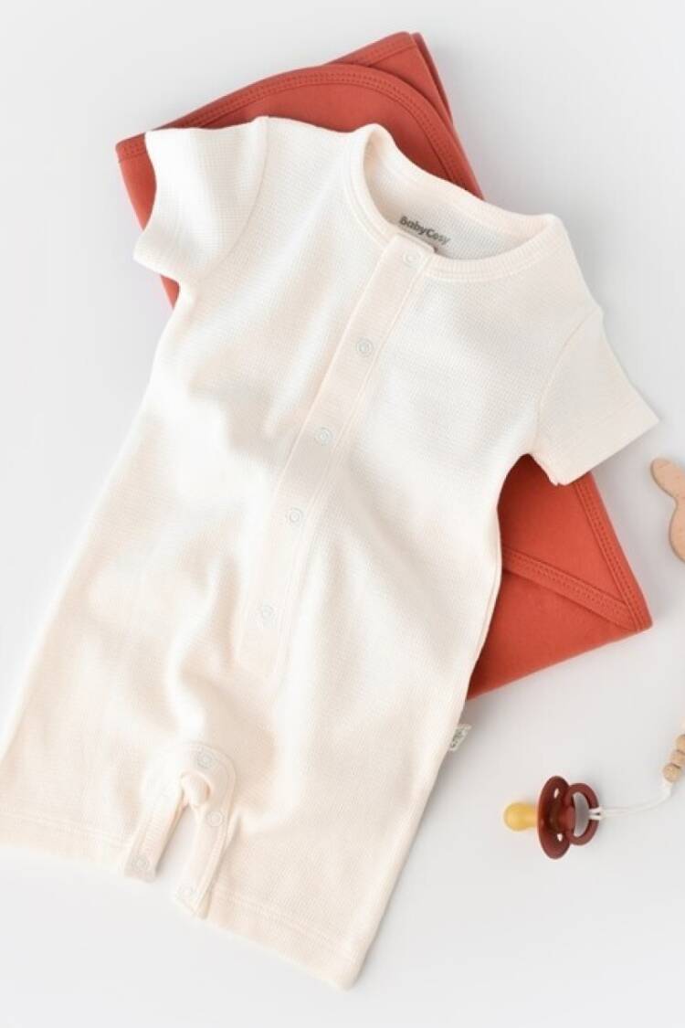 Baby Rompers and Overalls - Toptan Bebek Waffle Kısa Kollu Tulum Baby Cosy 2022-CSYW1014 - Brand: BabyCosy - Women & Kids, Baby Clothes Wholesale - Globality Store
