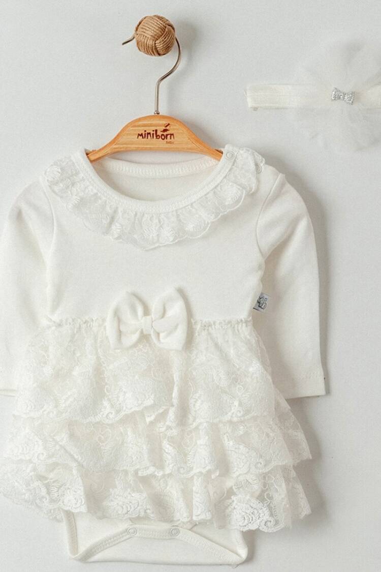 Newborn - Toptan Bebek Zıbın ve Saç Bandanası Takım 0-12M 2019-2051 - Brand: Miniborn - Women & Kids, Baby Clothes Wholesale - Globality Store