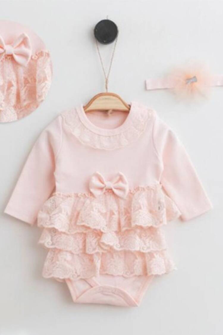 Newborn - Toptan Bebek Zıbın ve Saç Bandanası Takım 0-12M 2019-2051 - Brand: Miniborn - Women & Kids, Baby Clothes Wholesale - Globality Store