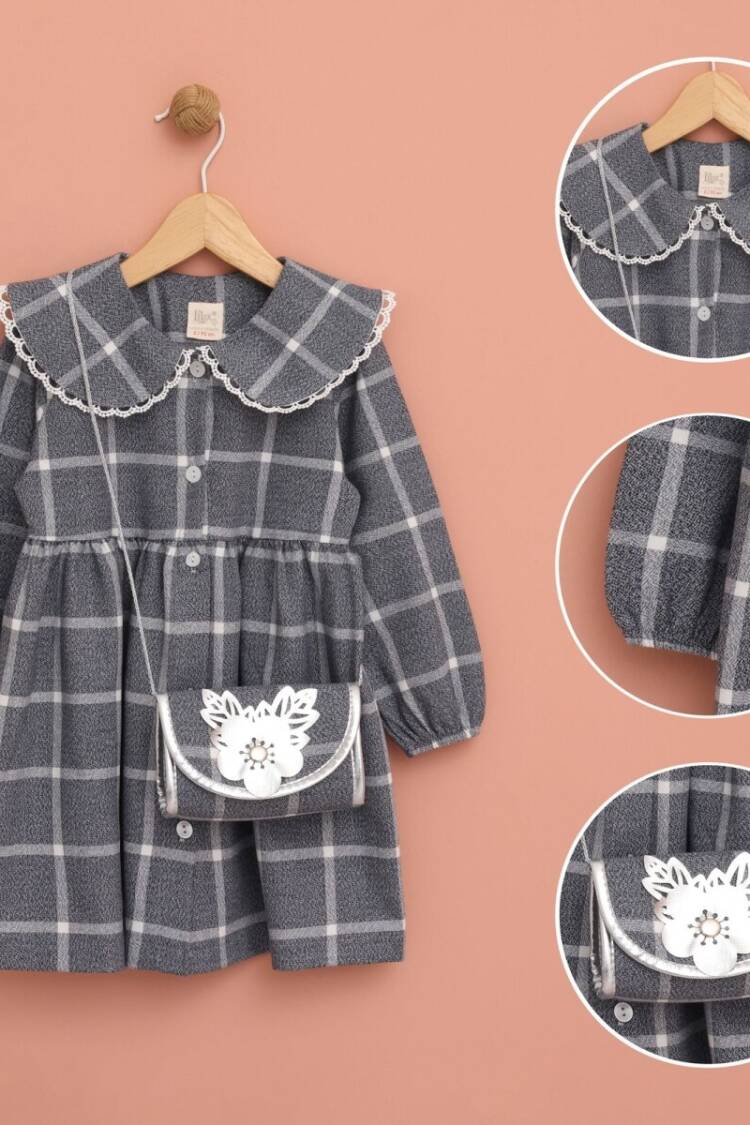 Girl's Dress - Toptan Çantalı Kız Çocuk Elbise 2-5Y 1049-6523 - Brand: Lilax - Women & Kids, Baby Clothes Wholesale - Globality Store