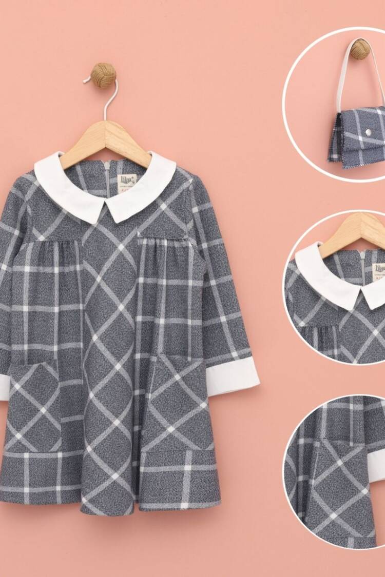 Girl's Dress - Toptan Çantalı Yakalı Kız Çocuk Elbise 2-5Y 1049-6540 - Brand: Lilax - Women & Kids, Baby Clothes Wholesale - Globality Store