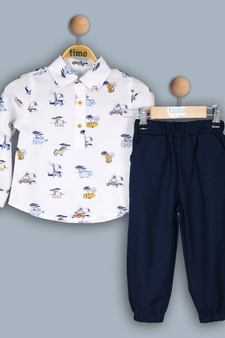 Baby Sets - Toptan Erkek Bebek 2'li Gömlek ve Pantolon Takım 6-24M 1018-TE4DT042241621 - Brand: Timo - Women & Kids, Baby Clothes Wholesale - Globality Store