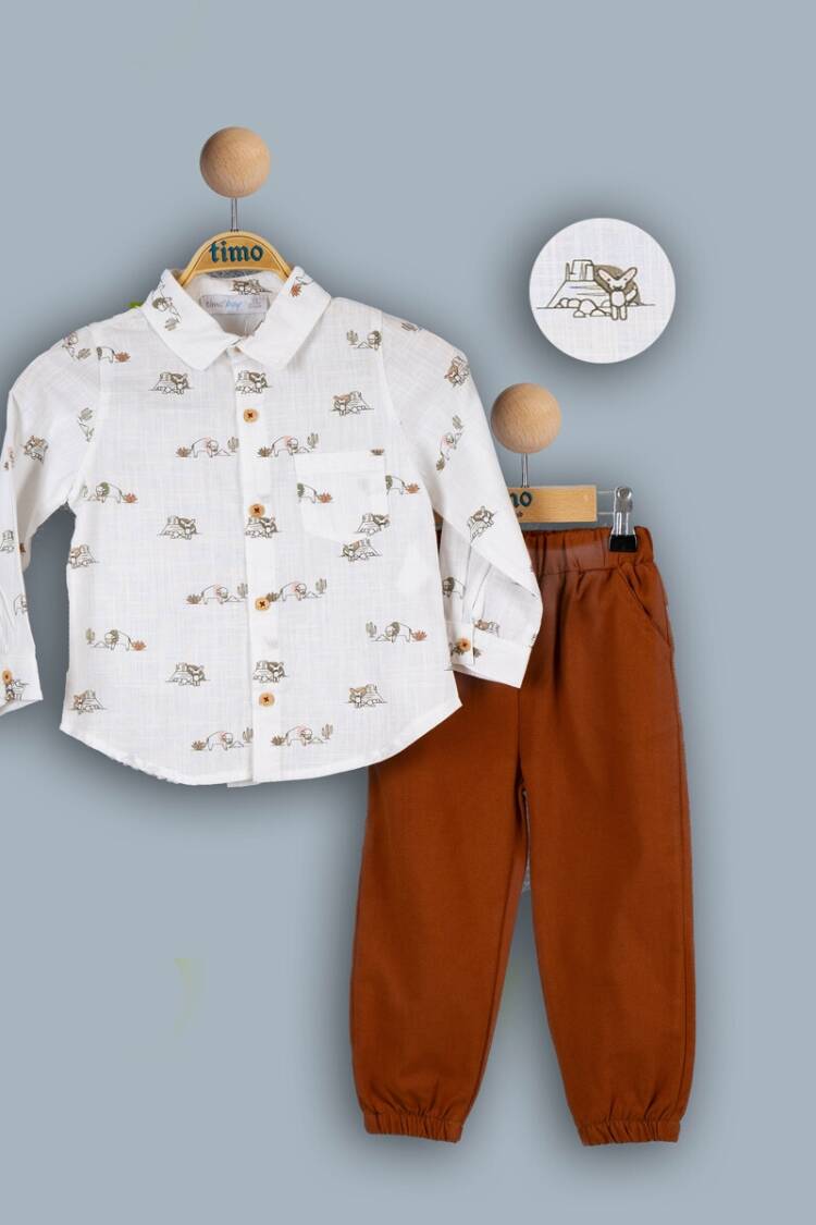 Baby Sets - Toptan Erkek Bebek 2'li Gömlek ve Pantolon Takım 6-24M 1018-TE4DT042243011 - Brand: Timo - Women & Kids, Baby Clothes Wholesale - Globality Store