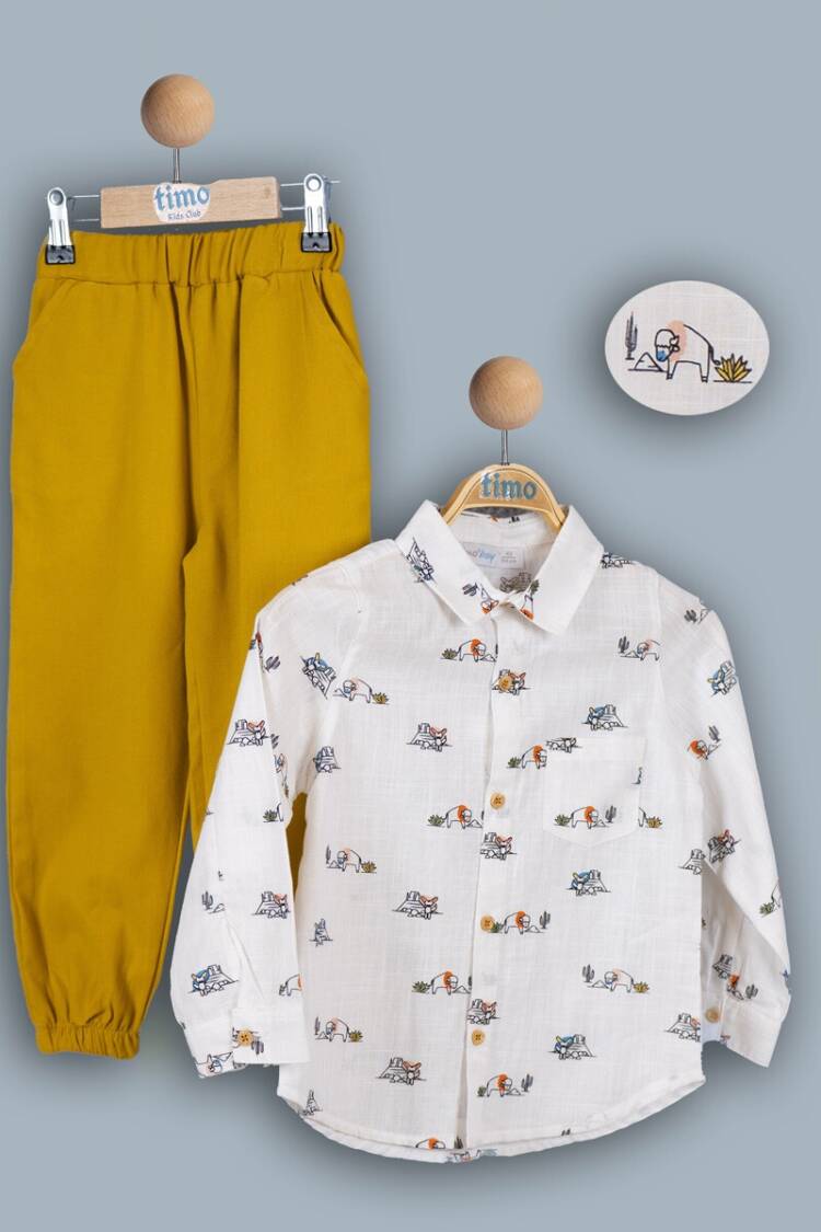 Baby Sets - Toptan Erkek Bebek 2'li Gömlek ve Pantolon Takım 6-24M 1018-TE4DT042243011 - Brand: Timo - Women & Kids, Baby Clothes Wholesale - Globality Store