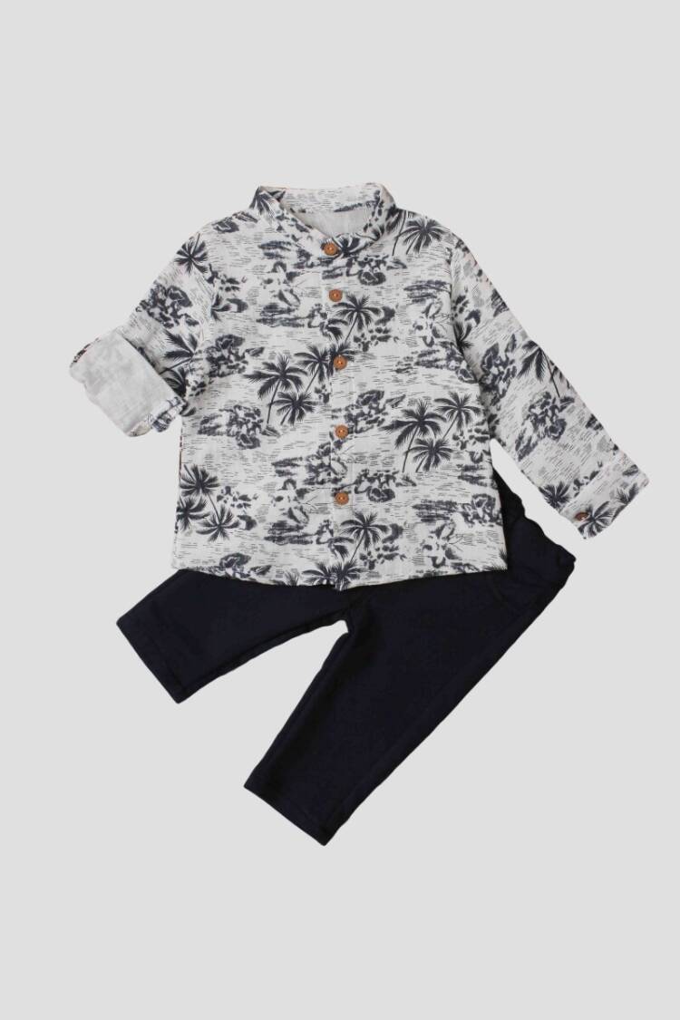 Baby Sets - Toptan Erkek Bebek 2'li Gömlek ve Pantolon Takımı 9-24M 1026-35063 - Brand: Kidexs - Women & Kids, Baby Clothes Wholesale - Globality Store