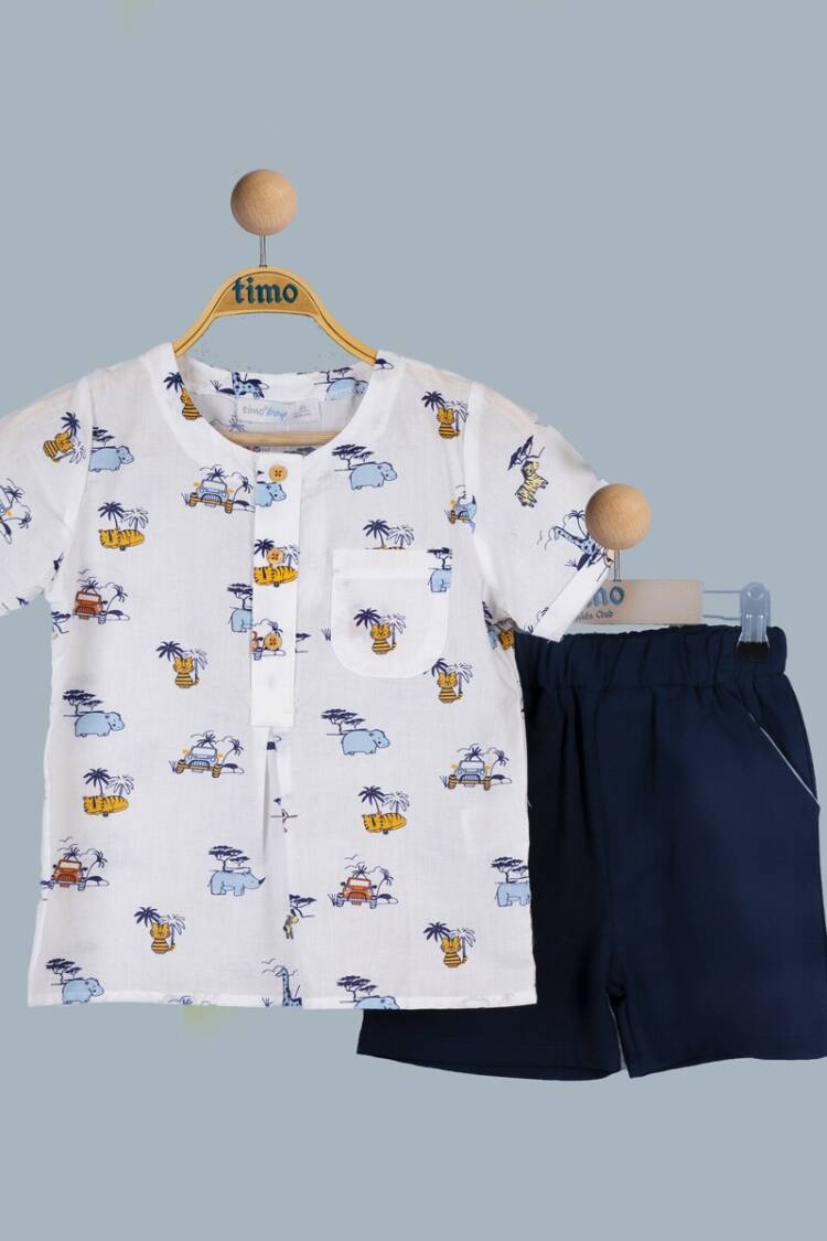 Baby Sets - Toptan Erkek Bebek 2'li Gömlek ve Şort Takım 6-24M 1018-TE4DT042241611 - Brand: Timo - Women & Kids, Baby Clothes Wholesale - Globality Store