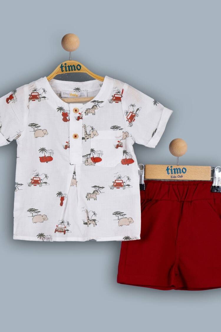 Baby Sets - Toptan Erkek Bebek 2'li Gömlek ve Şort Takım 6-24M 1018-TE4DT042241611 - Brand: Timo - Women & Kids, Baby Clothes Wholesale - Globality Store