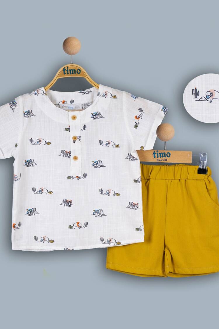 Baby Sets - Toptan Erkek Bebek 2'li Gömlek ve Şort Takım 6-24M 1018-TE4DT202242051 - Brand: Timo - Women & Kids, Baby Clothes Wholesale - Globality Store