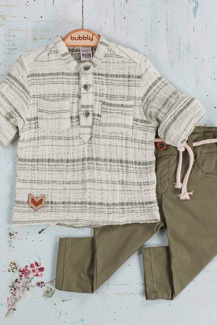 Baby Sets - Toptan Erkek Bebek 2'li Pantolon Ve Gömlek Takım 6-24M 2035-247 - Brand: Bubbly - Women & Kids, Baby Clothes Wholesale - Globality Store