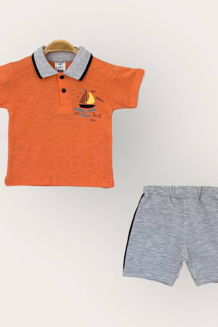Baby Sets - Toptan Erkek Bebek 2'li Polo Yaka Tişört ve Şort Takım 1-4Y 2047-3551TK - Brand: Algiy Mini - Women & Kids, Baby Clothes Wholesale - Globality Store