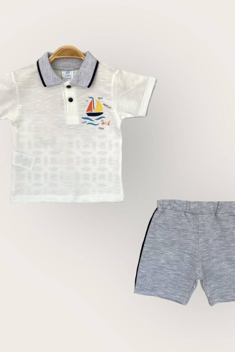 Baby Sets - Toptan Erkek Bebek 2'li Polo Yaka Tişört ve Şort Takım 1-4Y 2047-3551TK - Brand: Algiy Mini - Women & Kids, Baby Clothes Wholesale - Globality Store
