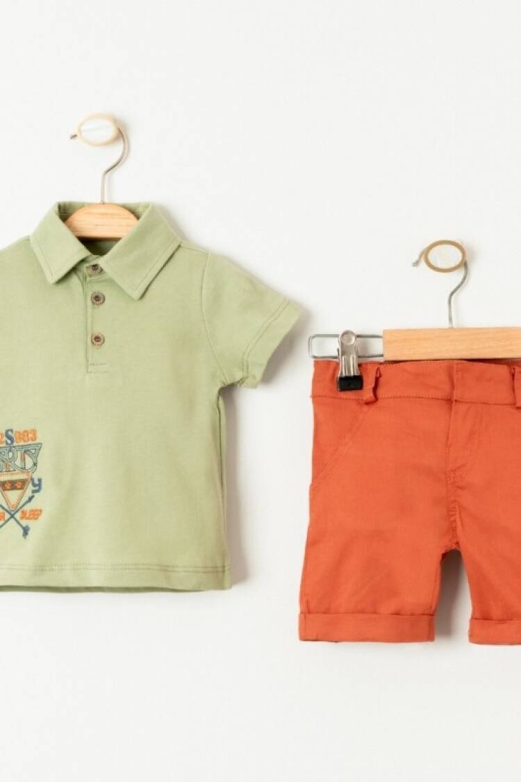 Baby Sets - Toptan Erkek Bebek 2'li Tişört ve Şort Takımı 6-24M 2035-727 - Brand: Bubbly - Women & Kids, Baby Clothes Wholesale - Globality Store