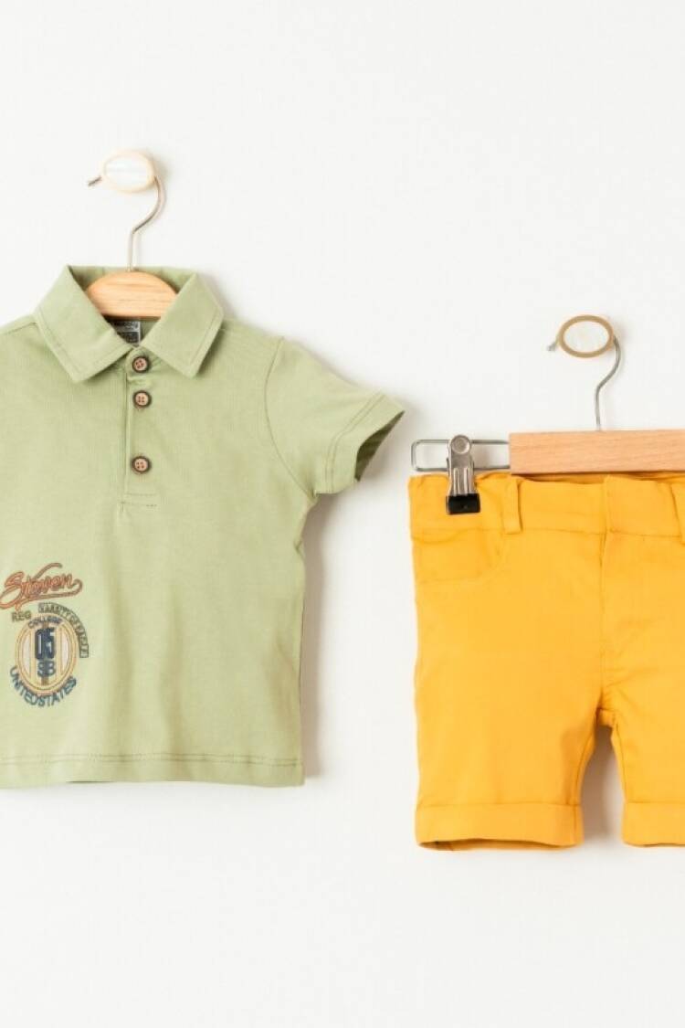 Baby Sets - Toptan Erkek Bebek 2'li Tişört ve Şort Takımı 6-24M 2035-728 - Brand: Bubbly - Women & Kids, Baby Clothes Wholesale - Globality Store