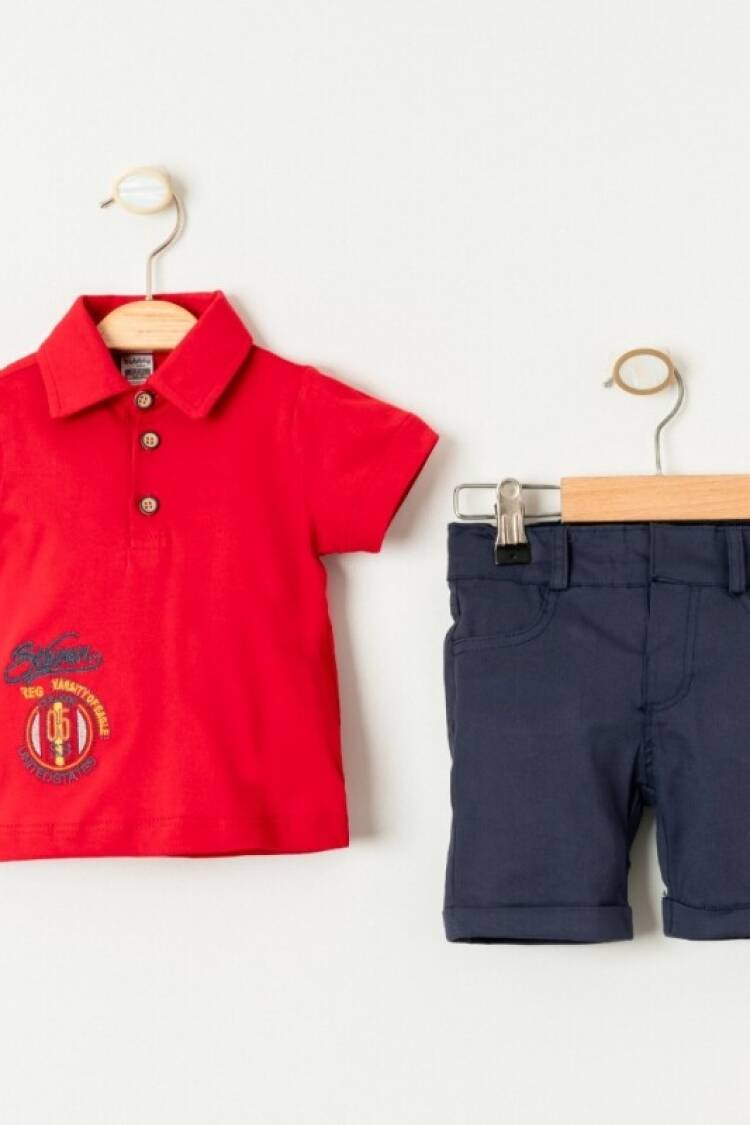 Baby Sets - Toptan Erkek Bebek 2'li Tişört ve Şort Takımı 6-24M 2035-728 - Brand: Bubbly - Women & Kids, Baby Clothes Wholesale - Globality Store