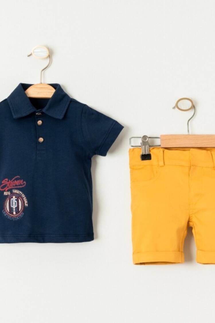 Baby Sets - Toptan Erkek Bebek 2'li Tişört ve Şort Takımı 6-24M 2035-728 - Brand: Bubbly - Women & Kids, Baby Clothes Wholesale - Globality Store