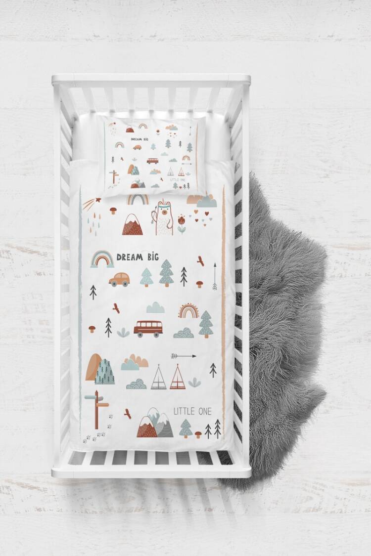 Sleep Products - Toptan Erkek Bebek 3'lü Bulut Desenli Nevresim Takımı 100*150cm 2044-TLABN-057 - Brand: Talia Home - Women & Kids, Baby Clothes Wholesale - Globality Store