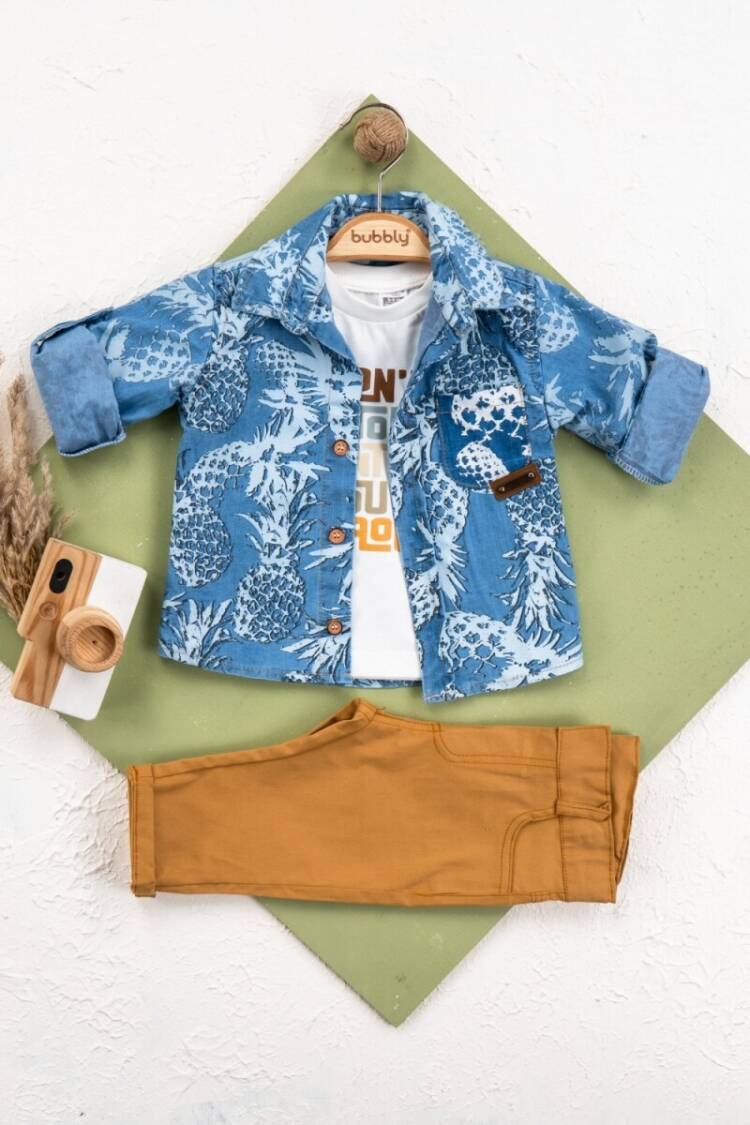 Baby Sets - Toptan Erkek Bebek 3'lü Ceket, Pantolon ve Tişört Takım 6-24M 2035-465 - Brand: Bubbly - Women & Kids, Baby Clothes Wholesale - Globality Store