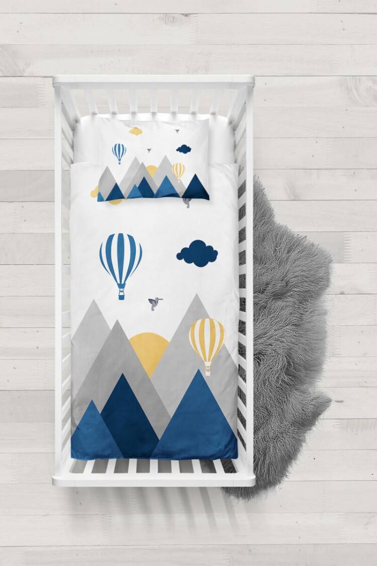 Sleep Products - Toptan Erkek Bebek 3'lü Kuş Ve Dağ Desenli Nevresim Takımı 100*150cm 2044-TLABN-300 - Brand: Talia Home - Women & Kids, Baby Clothes Wholesale - Globality Store
