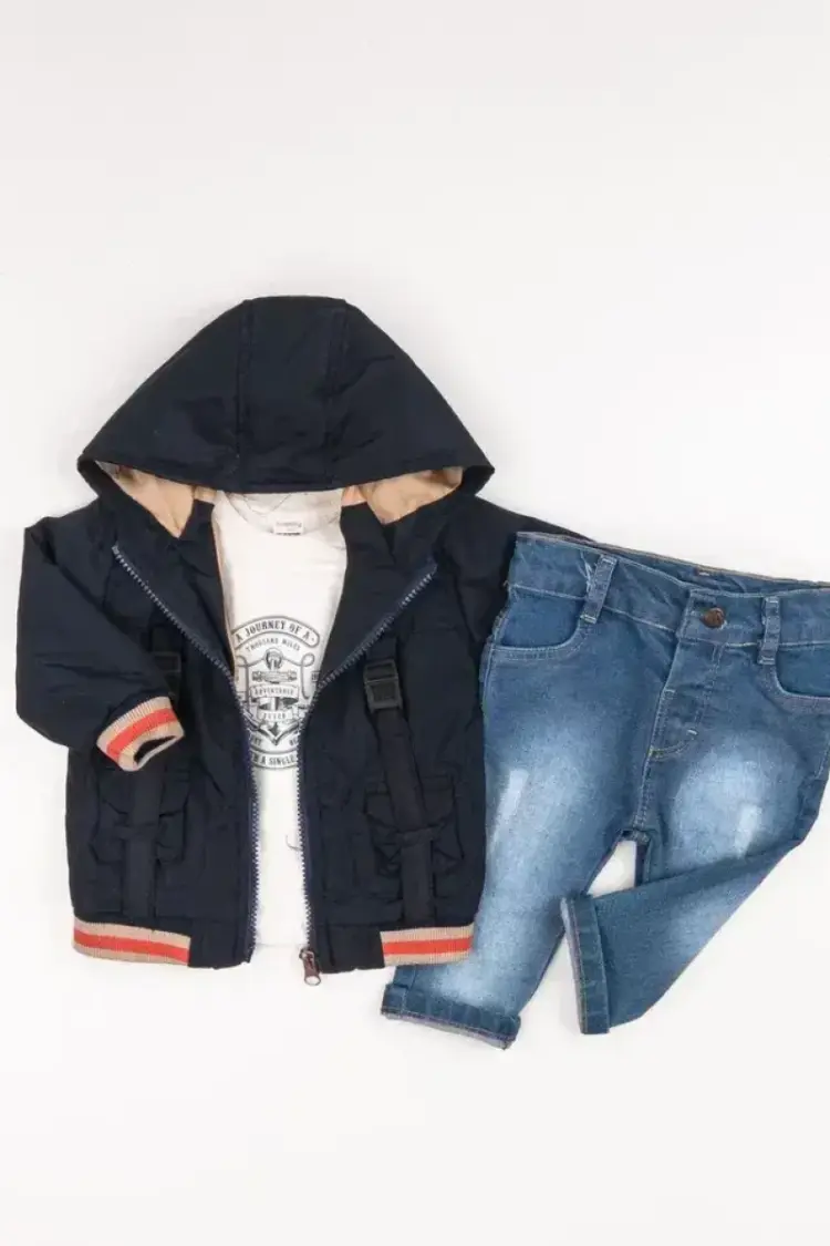 Baby Sets - Toptan Erkek Bebek 3'lü Pantolon, Ceket ve Tişört Takımı 6-24M 2035-1561 - Brand: Bubbly - Women & Kids, Baby Clothes Wholesale - Globality Store