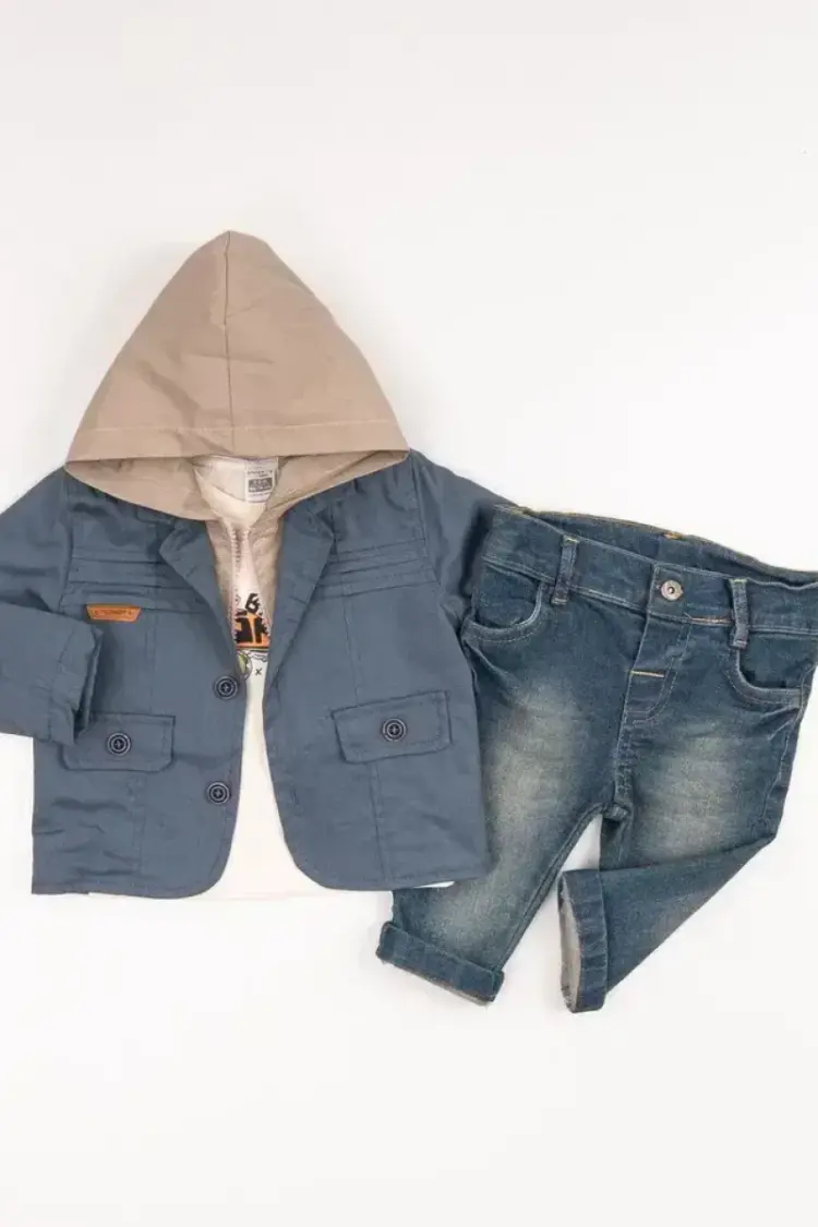 Baby Sets - Toptan Erkek Bebek 3'lü Pantolon, Ceket ve Tişört Takımı 6-24M 2035-347 - Brand: Bubbly - Women & Kids, Baby Clothes Wholesale - Globality Store