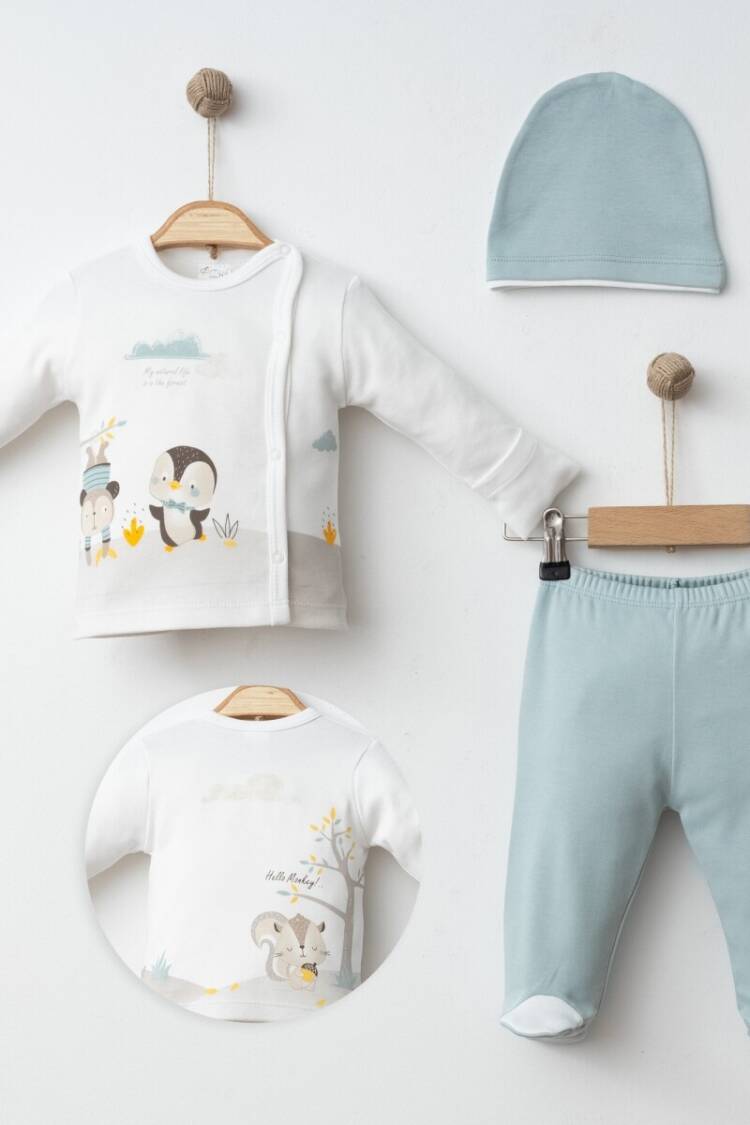 Newborn - Toptan Erkek Bebek 3'lü Yenidoğan Takım 0-3M 2043-0041 - Brand: Gümüş Baby - Women & Kids, Baby Clothes Wholesale - Globality Store