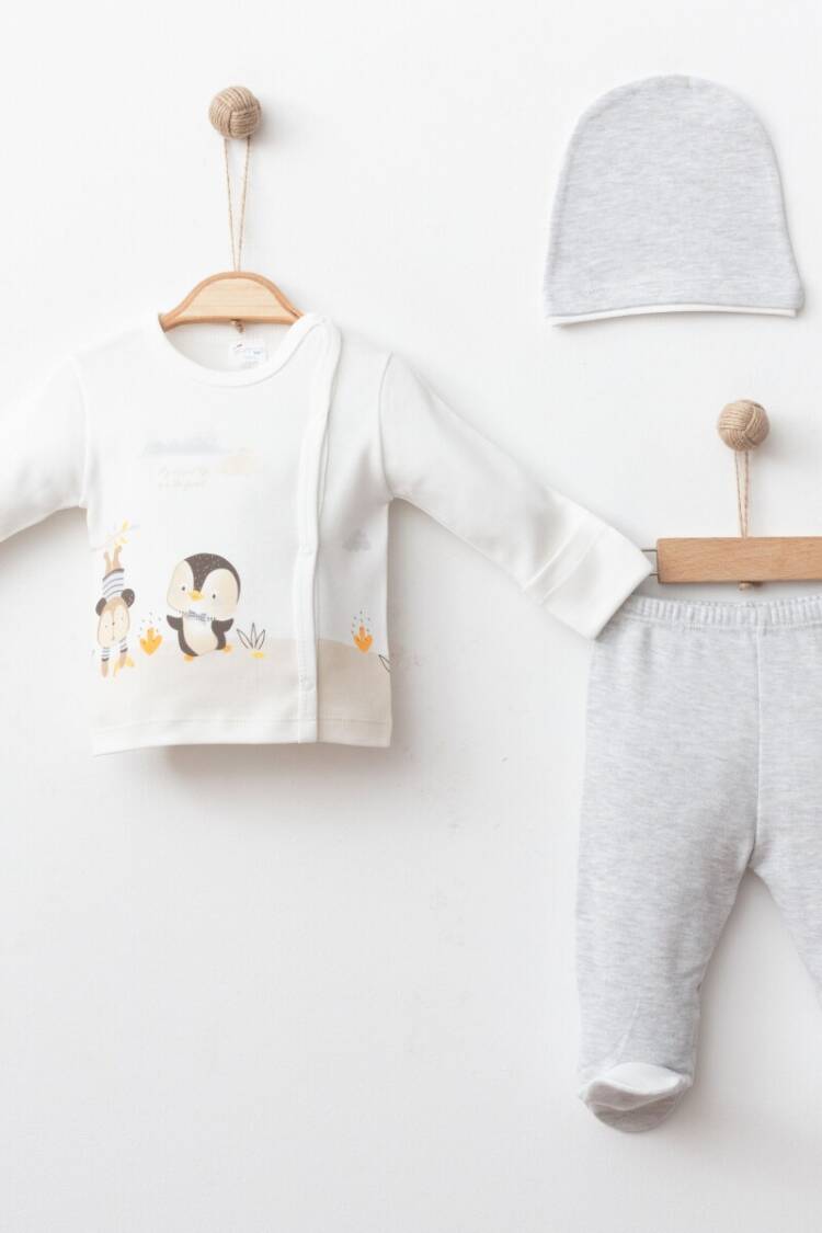 Newborn - Toptan Erkek Bebek 3'lü Yenidoğan Takım 0-3M 2043-0041 - Brand: Gümüş Baby - Women & Kids, Baby Clothes Wholesale - Globality Store