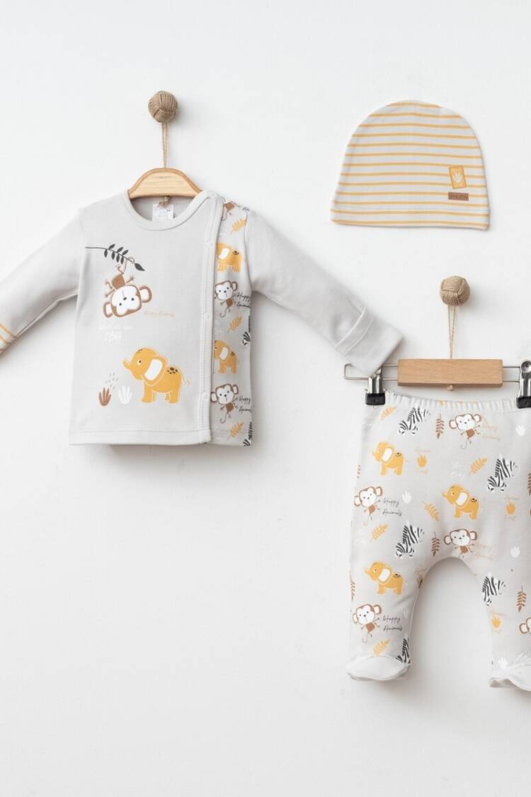 Newborn - Toptan Erkek Bebek 3'lü Yenidoğan Takımı 0-3M 2043-005002 - Brand: Gümüş Baby - Women & Kids, Baby Clothes Wholesale - Globality Store