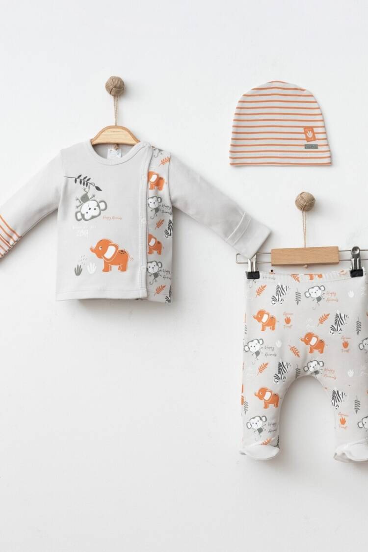 Newborn - Toptan Erkek Bebek 3'lü Yenidoğan Takımı 0-3M 2043-005002 - Brand: Gümüş Baby - Women & Kids, Baby Clothes Wholesale - Globality Store