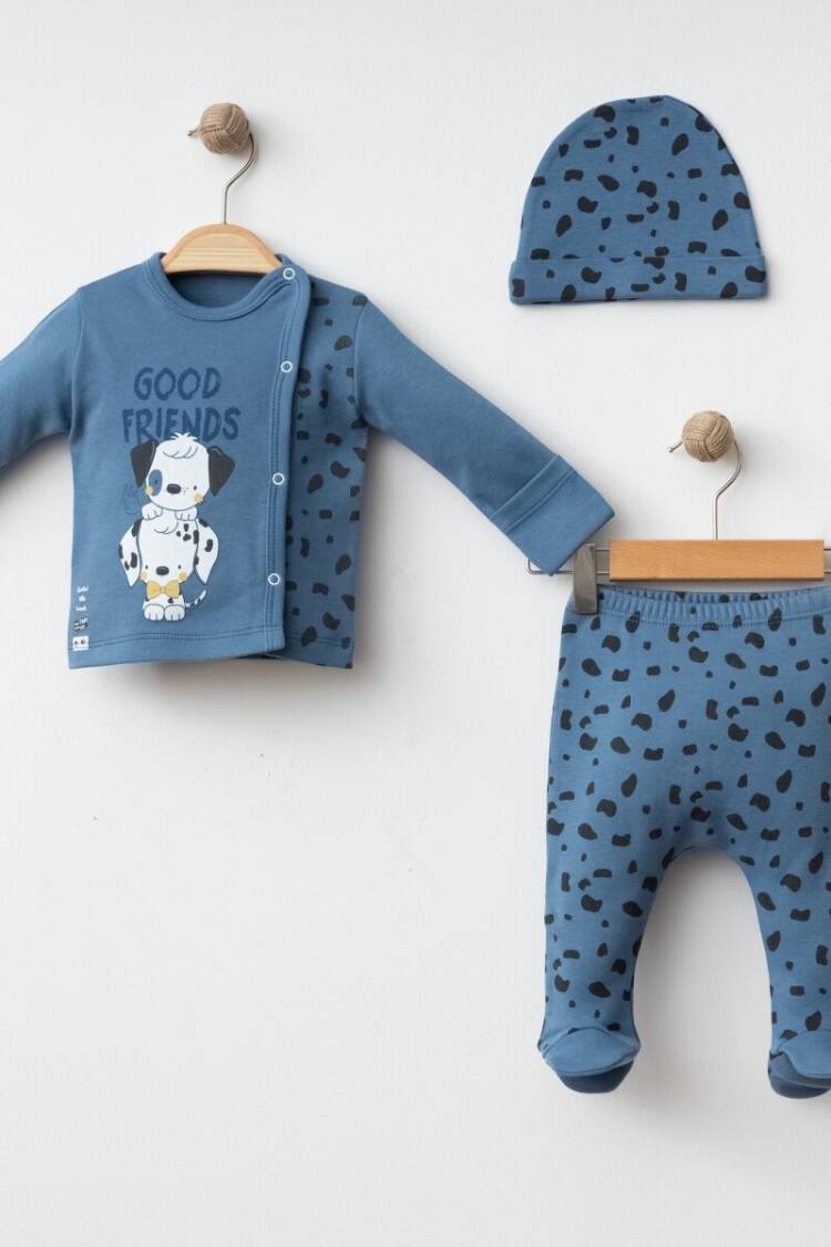 Newborn - Toptan Erkek Bebek 3'lü Yenidoğan Takımı 0-3M 2043-005005 - Brand: Gümüş Baby - Women & Kids, Baby Clothes Wholesale - Globality Store