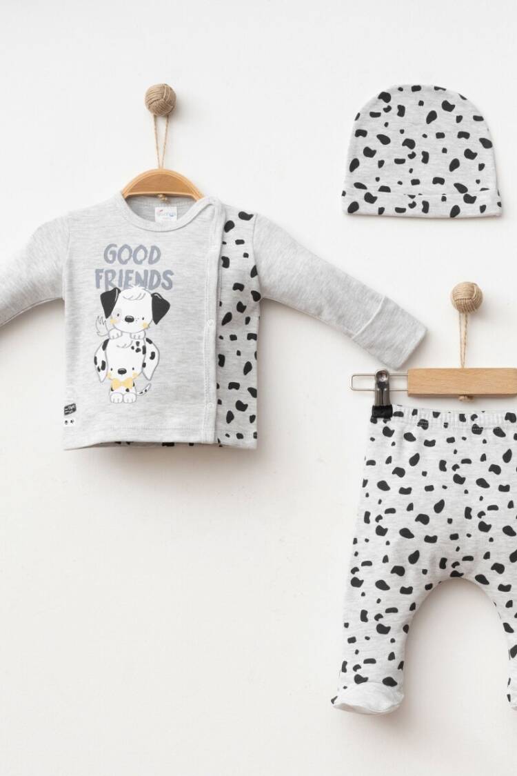 Newborn - Toptan Erkek Bebek 3'lü Yenidoğan Takımı 0-3M 2043-005005 - Brand: Gümüş Baby - Women & Kids, Baby Clothes Wholesale - Globality Store