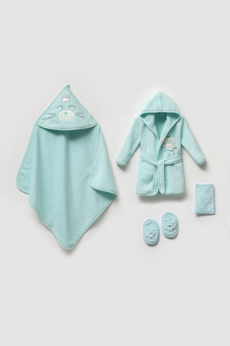 Towel and Bathrobe - Toptan Erkek Bebek 4'lü Banyo Seti 0-36M 1072-703E - Brand: Ramel Kids - Women & Kids, Baby Clothes Wholesale - Globality Store