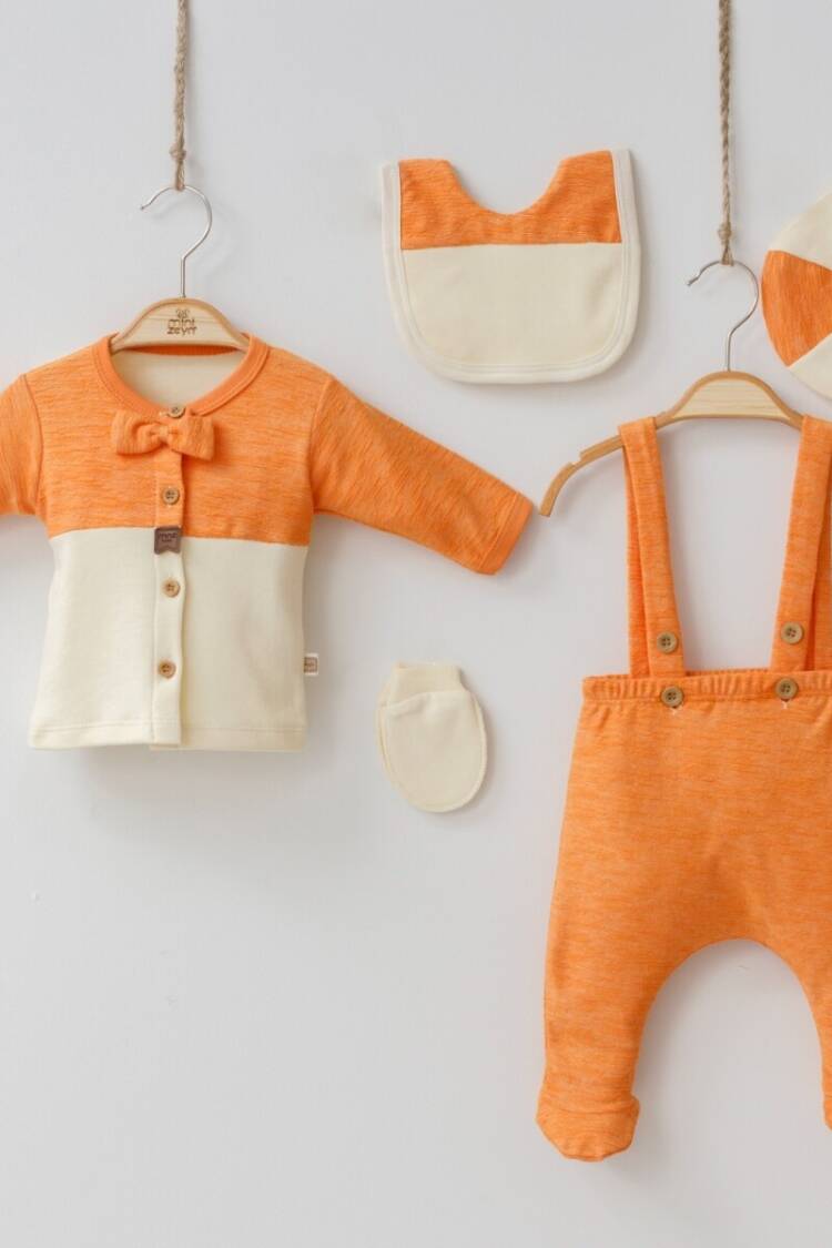 Baby Sets - Toptan Erkek Bebek 5'li Body Tulum Şapka Eldiven ve Önlük Takım 0-3M 2014-7039 - Brand: Minizeyn - Women & Kids, Baby Clothes Wholesale - Globality Store