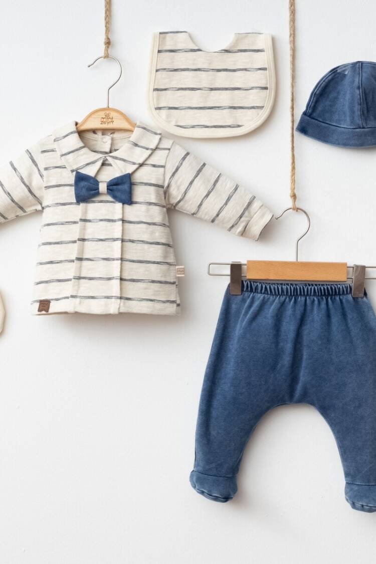 Baby Sets - Toptan Erkek Bebek 5'li Takım Body Pantolon Önlük ve Eldiven 0-3M 2014-7066 - Brand: Minizeyn - Women & Kids, Baby Clothes Wholesale - Globality Store