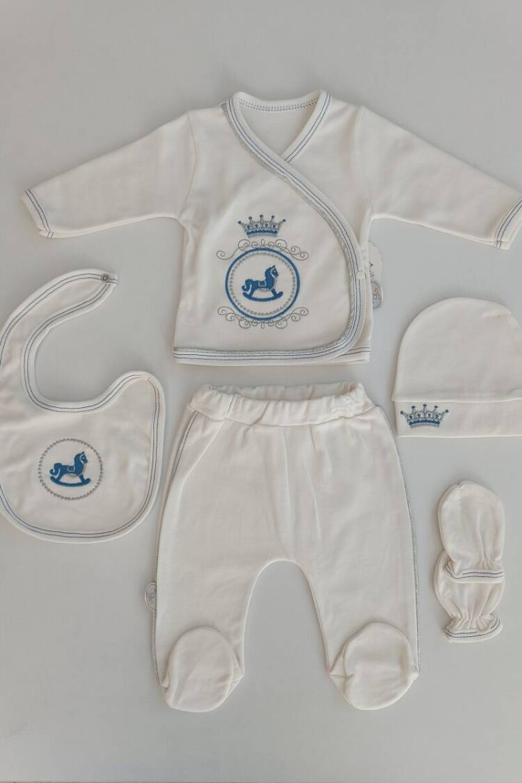 Newborn - Toptan Erkek Bebek 5'li Yenidoğan Takım 0-3M 1074 - A - Brand: Tomuycuk - Women & Kids, Baby Clothes Wholesale - Globality Store