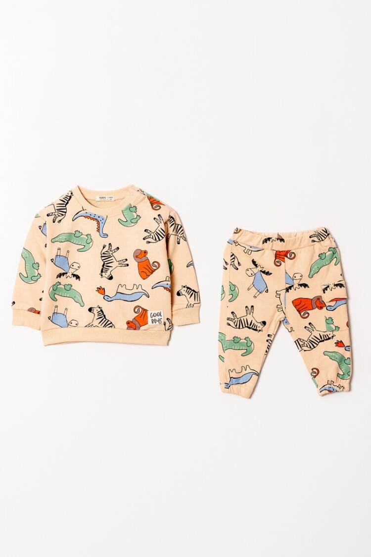 Baby Sets - Toptan Erkek Bebek köpek Baskılı Eşofman Takımı 6-18M 1099-0824 - Brand: Tuffy - Women & Kids, Baby Clothes Wholesale - Globality Store