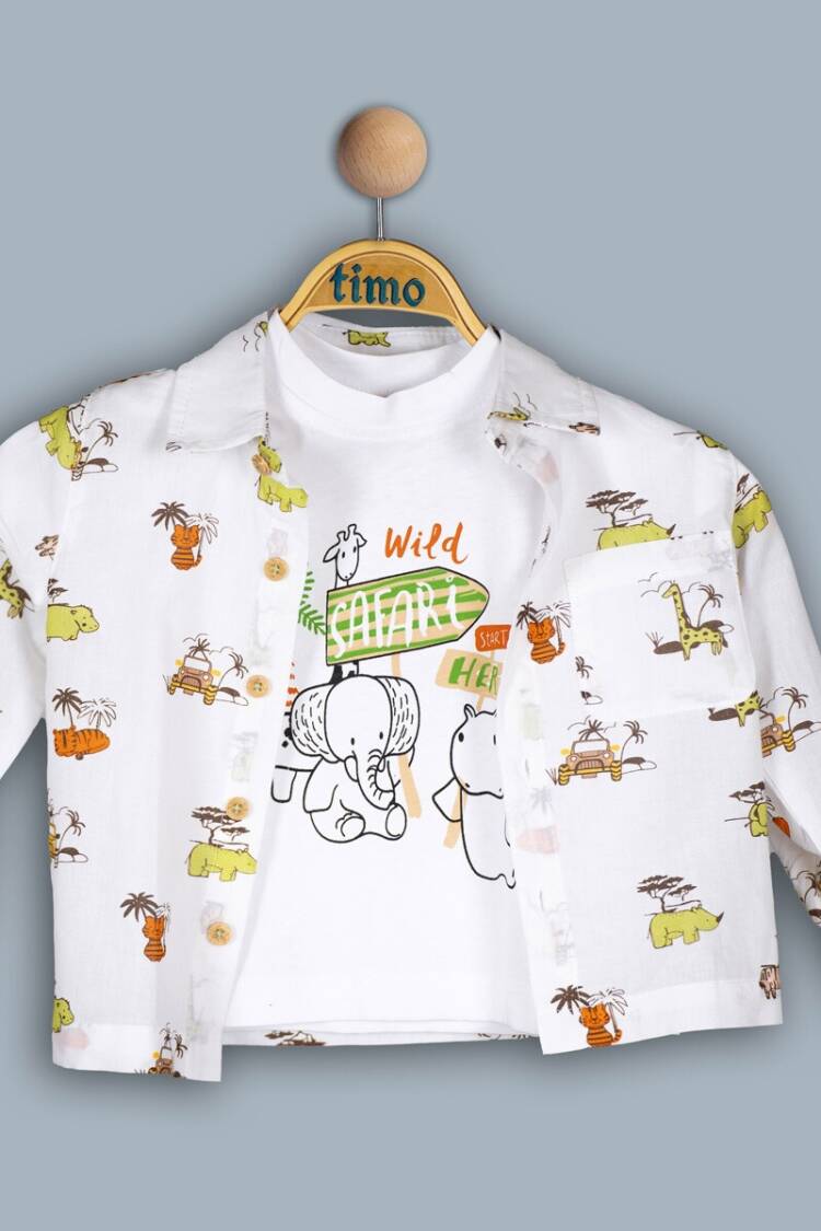 Boys' Sets - Toptan Erkek Çocuk 2' li Hayvanlı Gömlek Takım 2-5Y 1018-TE4DT042242412 - Brand: Timo - Women & Kids, Baby Clothes Wholesale - Globality Store