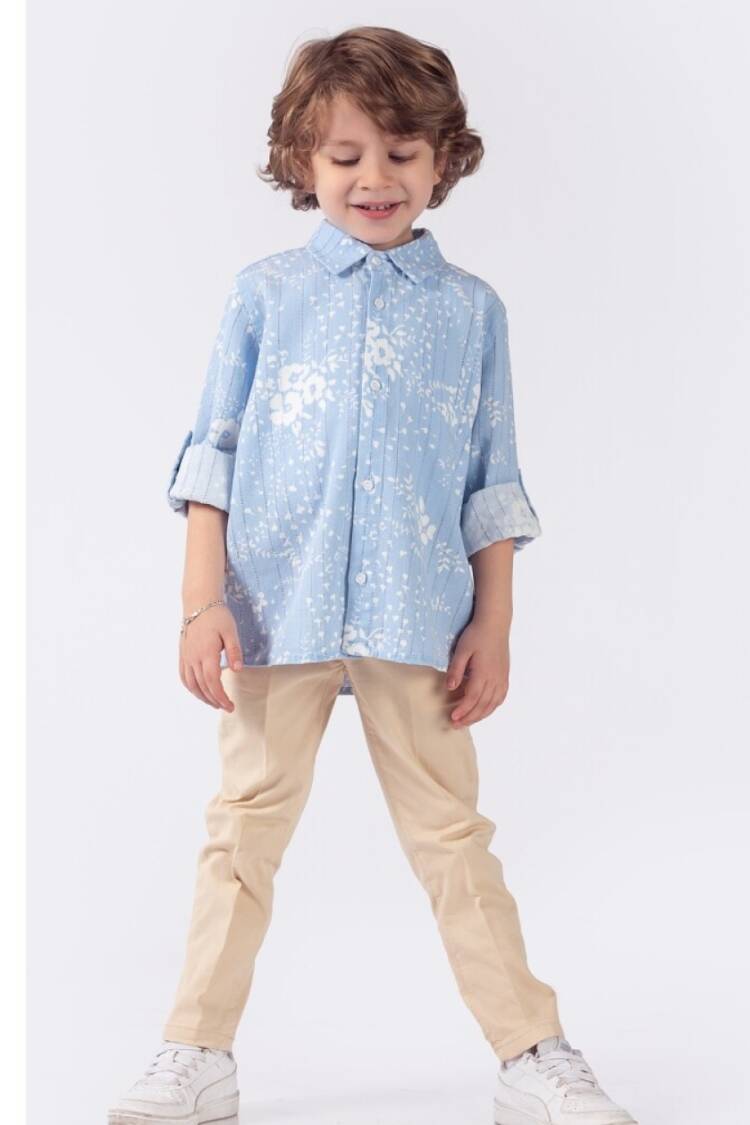 Boys' Sets - Toptan Erkek Çocuk 2'li Gömlek ve Pantolon Takım 1-4Y 1015-9908 - Brand: Lemon - Women & Kids, Baby Clothes Wholesale - Globality Store