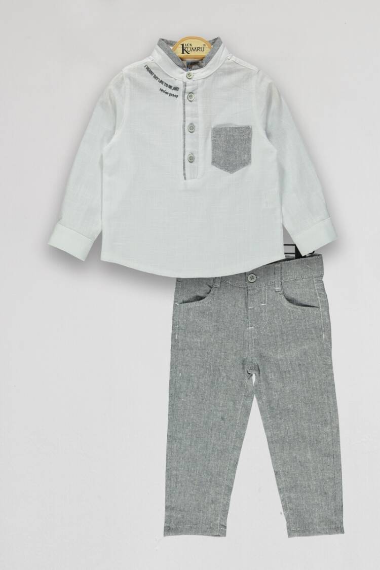 Boy's Shirt - Toptan Erkek Çocuk 2'li Gömlek ve Pantolon Takım 2-5Y 1075-4107 - Brand: Kumru Bebe - Women & Kids, Baby Clothes Wholesale - Globality Store
