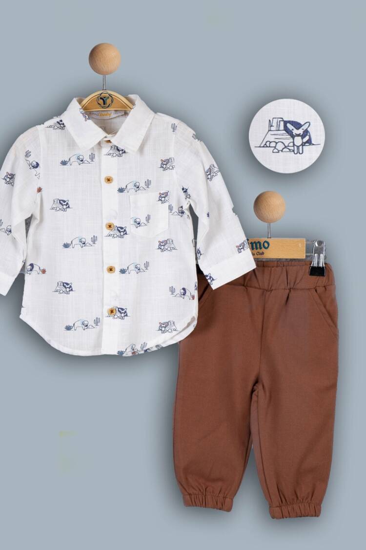 Boys' Sets - Toptan Erkek Çocuk 2'li Gömlek ve Pantolon Takım 2-5Y 1018-TE4DT042243012 - Brand: Timo - Women & Kids, Baby Clothes Wholesale - Globality Store