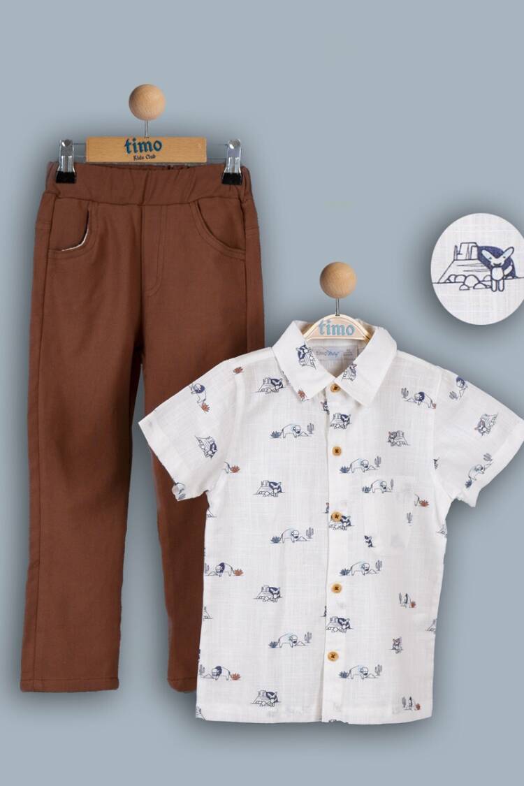 Boys' Sets - Toptan Erkek Çocuk 2'li Gömlek ve Pantolon Takım 2-5Y 1018-TE4DT202243132 - Brand: Timo - Women & Kids, Baby Clothes Wholesale - Globality Store