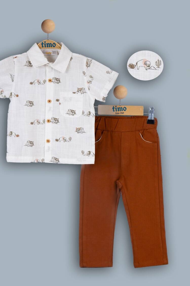 Boys' Sets - Toptan Erkek Çocuk 2'li Gömlek ve Pantolon Takım 2-5Y 1018-TE4DT202243132 - Brand: Timo - Women & Kids, Baby Clothes Wholesale - Globality Store