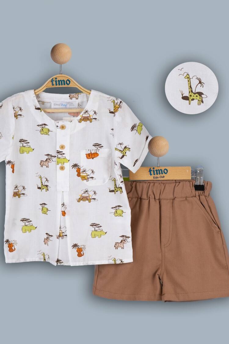 Boys' Sets - Toptan Erkek Çocuk 2'li Gömlek ve Şort Takım 2-5Y 1018-TE4DT042241612 - Brand: Timo - Women & Kids, Baby Clothes Wholesale - Globality Store