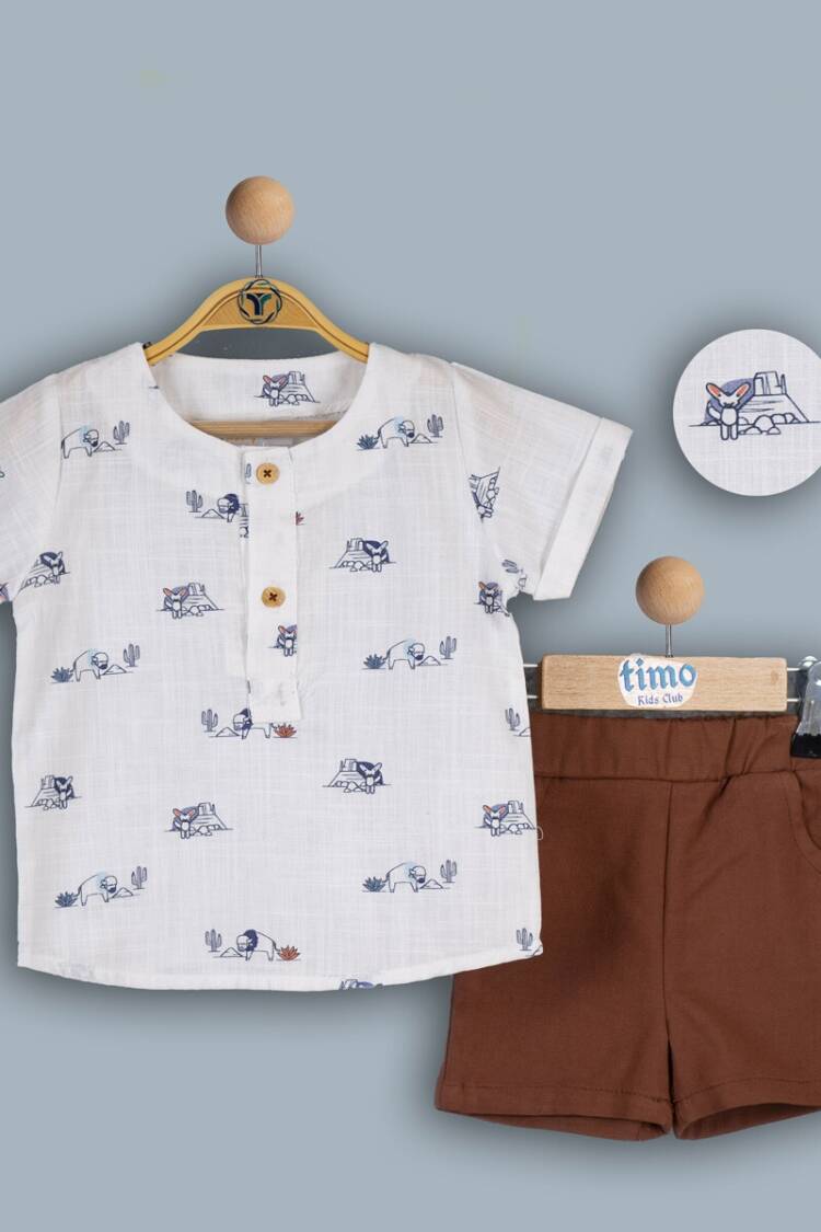 Boys' Sets - Toptan Erkek Çocuk 2'li Gömlek ve Şort Takımı 2-5Y 1018-TE4DT202242052 - Brand: Timo - Women & Kids, Baby Clothes Wholesale - Globality Store