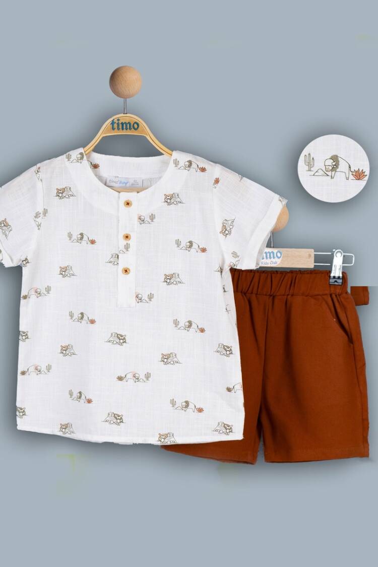 Boys' Sets - Toptan Erkek Çocuk 2'li Gömlek ve Şort Takımı 2-5Y 1018-TE4DT202242052 - Brand: Timo - Women & Kids, Baby Clothes Wholesale - Globality Store